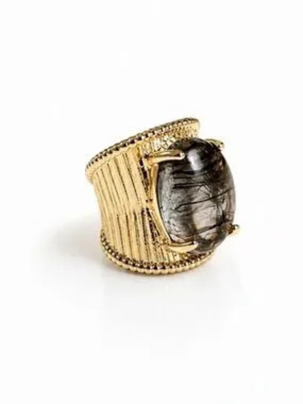 Gold Statement Ring with Smoky Quartz Accent